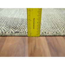 Load image into Gallery viewer, 2&#39;x3&#39; Beige-gray, Modern Grass Design, Tone On Tone, Hand Knotted, Undyed Natural Wool, Mat, Sample, Oriental Rug FWR459564