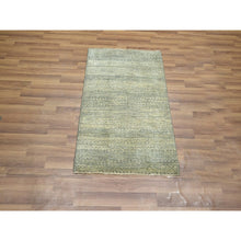 Load image into Gallery viewer, 2&#39;x3&#39; Beige, Undyed Natural Wool, Modern Grass Design, Tone On Tone, Hand Knotted, Mat, Sample, Oriental Rug FWR459576