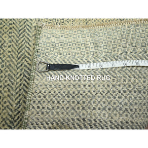 2'x3' Beige, Undyed Natural Wool, Modern Grass Design, Tone On Tone, Hand Knotted, Mat, Sample, Oriental Rug FWR459576
