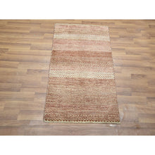 Load image into Gallery viewer, 2&#39;x3&#39; Beige-red, Modern Grass Design, Tone On Tone, Wool And Silk, Hand Knotted, Mat, Sample, Oriental Rug FWR459582