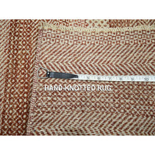 Load image into Gallery viewer, 2&#39;x3&#39; Beige-red, Modern Grass Design, Tone On Tone, Wool And Silk, Hand Knotted, Mat, Sample, Oriental Rug FWR459582