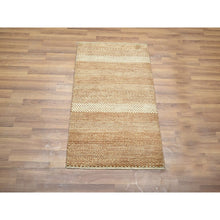 Load image into Gallery viewer, 2&#39;x3&#39; Beige-rust, Tone On Tone, Modern Grass Design, Hand Knotted, Wool And Silk, Mat, Sample, Oriental Rug FWR459588