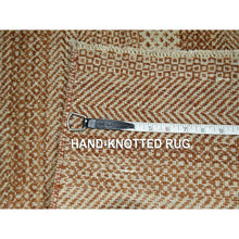 Load image into Gallery viewer, 2&#39;x3&#39; Beige-rust, Tone On Tone, Modern Grass Design, Hand Knotted, Wool And Silk, Mat, Sample, Oriental Rug FWR459588