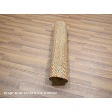 Load image into Gallery viewer, 2&#39;x3&#39; Beige-rust, Tone On Tone, Modern Grass Design, Hand Knotted, Wool And Silk, Mat, Sample, Oriental Rug FWR459588