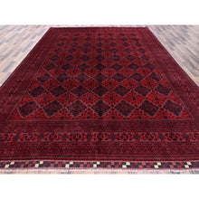 Load image into Gallery viewer, 9&#39;10&quot;x12&#39;9&quot; Scarlet Red, Afghan Khamyab With Geometric Pattern, Hand Knotted, Soft And Velvety Wool, Vegetable Dyes, Oriental Rug FWR4590