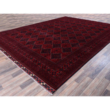 Load image into Gallery viewer, 9&#39;10&quot;x12&#39;9&quot; Scarlet Red, Afghan Khamyab With Geometric Pattern, Hand Knotted, Soft And Velvety Wool, Vegetable Dyes, Oriental Rug FWR4590