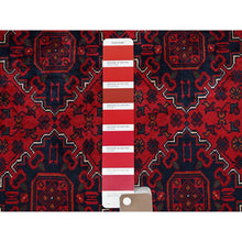 Load image into Gallery viewer, 9&#39;10&quot;x12&#39;9&quot; Scarlet Red, Afghan Khamyab With Geometric Pattern, Hand Knotted, Soft And Velvety Wool, Vegetable Dyes, Oriental Rug FWR4590