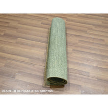 Load image into Gallery viewer, 2&#39;x3&#39; Viridian Green, Natural Wool, Modern Grass Design, Tone On Tone, Hand Knotted, Mat, Sample, Oriental Rug FWR459600