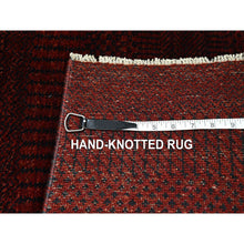 Load image into Gallery viewer, 2&#39;x3&#39; Wine Red, Modern Grass Design, Hand Knotted, Wool With Touch Of Silk, Tone On Tone, Lush And Plush, Sample, Mat, Oriental Rug FWR459606