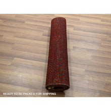 Load image into Gallery viewer, 2&#39;x3&#39; Wine Red, Modern Grass Design, Hand Knotted, Wool With Touch Of Silk, Tone On Tone, Lush And Plush, Sample, Mat, Oriental Rug FWR459606