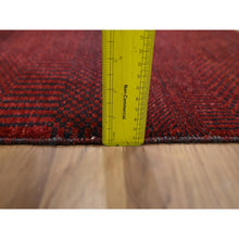 Load image into Gallery viewer, 2&#39;x3&#39; Currant Red, Modern Grass Design, Hand Knotted, Wool with touch of Silk, Tone on Tone, Lush and Plush, Sample, Mat, Oriental Rug FWR459612
