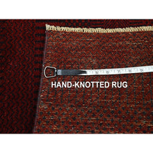 Load image into Gallery viewer, 2&#39;x3&#39; Currant Red, Modern Grass Design, Hand Knotted, Wool with touch of Silk, Tone on Tone, Lush and Plush, Sample, Mat, Oriental Rug FWR459612