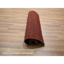 Load image into Gallery viewer, 2&#39;x3&#39; Currant Red, Modern Grass Design, Hand Knotted, Wool with touch of Silk, Tone on Tone, Lush and Plush, Sample, Mat, Oriental Rug FWR459612