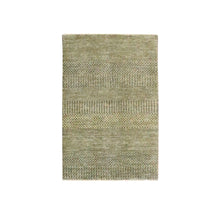 Load image into Gallery viewer, 2&#39;x3&#39; Khaki Brown, Modern Grass Design, Hand Knotted, Wool with touch of Silk, Tone on Tone, Lush and Plush, Sample, Mat, Oriental Rug FWR459618