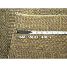 Load image into Gallery viewer, 2&#39;x3&#39; Khaki Brown, Modern Grass Design, Hand Knotted, Wool with touch of Silk, Tone on Tone, Lush and Plush, Sample, Mat, Oriental Rug FWR459618