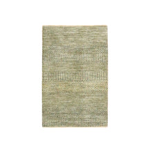 Load image into Gallery viewer, 2&#39;x3&#39; Ecru Brown, Modern Grass Design, Hand Knotted, Wool with touch of Silk, Tone on Tone, Lush and Plush, Mat, Sample, Oriental Rug FWR459624
