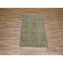 Load image into Gallery viewer, 2&#39;x3&#39; Ecru Brown, Modern Grass Design, Hand Knotted, Wool With Touch Of Silk, Tone On Tone, Lush And Plush, Mat, Sample, Oriental Rug FWR459624