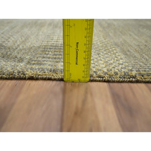 2'x3' Ecru Brown, Modern Grass Design, Hand Knotted, Wool with touch of Silk, Tone on Tone, Lush and Plush, Mat, Sample, Oriental Rug FWR459624