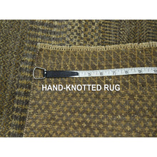 Load image into Gallery viewer, 2&#39;x3&#39; Ecru Brown, Modern Grass Design, Hand Knotted, Wool with touch of Silk, Tone on Tone, Lush and Plush, Mat, Sample, Oriental Rug FWR459624