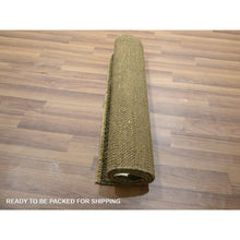 Load image into Gallery viewer, 2&#39;x3&#39; Ecru Brown, Modern Grass Design, Hand Knotted, Wool with touch of Silk, Tone on Tone, Lush and Plush, Mat, Sample, Oriental Rug FWR459624