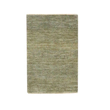Load image into Gallery viewer, 2&#39;x3&#39; Cedar Brown, Hand Knotted, Modern Grass Design, Wool with touch of Silk, Tone on Tone, Lush and Plush, Sample, Mat, Oriental Rug FWR459630