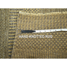 Load image into Gallery viewer, 2&#39;x3&#39; Cedar Brown, Hand Knotted, Modern Grass Design, Wool with touch of Silk, Tone on Tone, Lush and Plush, Sample, Mat, Oriental Rug FWR459630