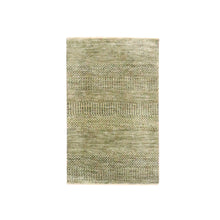 Load image into Gallery viewer, 2&#39;x3&#39; Coffee Brown, Modern Grass Design, Hand Knotted, Wool with touch of Silk, Tone on Tone, Lush and Plush, Mat, Sample, Oriental Rug FWR459636
