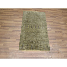 Load image into Gallery viewer, 2&#39;x3&#39; Coffee Brown, Modern Grass Design, Hand Knotted, Wool with touch of Silk, Tone on Tone, Lush and Plush, Mat, Sample, Oriental Rug FWR459636