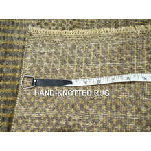 Load image into Gallery viewer, 2&#39;x3&#39; Coffee Brown, Modern Grass Design, Hand Knotted, Wool with touch of Silk, Tone on Tone, Lush and Plush, Mat, Sample, Oriental Rug FWR459636