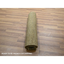 Load image into Gallery viewer, 2&#39;x3&#39; Coffee Brown, Modern Grass Design, Hand Knotted, Wool with touch of Silk, Tone on Tone, Lush and Plush, Mat, Sample, Oriental Rug FWR459636