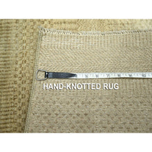 Load image into Gallery viewer, 2&#39;x3&#39; Beige, Modern Grass Design, Hand Knotted, Wool With Touch Of Silk, Tone On Tone, Lush And Plush, Sample, Mat, Oriental Rug FWR459642