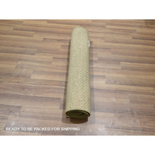 Load image into Gallery viewer, 2&#39;x3&#39; Beige, Modern Grass Design, Hand Knotted, Wool With Touch Of Silk, Tone On Tone, Lush And Plush, Sample, Mat, Oriental Rug FWR459642