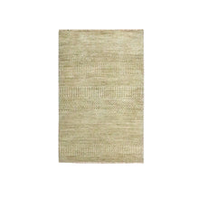 Load image into Gallery viewer, 2&#39;x3&#39; Beige, Wool with touch of Silk, Modern Grass Design, Hand Knotted, Tone on Tone, Lush and Plush, Mat, Sample, Oriental Rug FWR459648