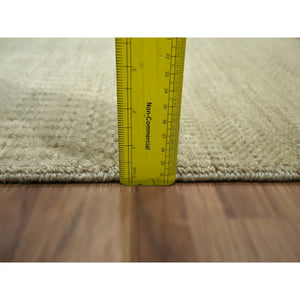 2'x3' Beige, Wool with touch of Silk, Modern Grass Design, Hand Knotted, Tone on Tone, Lush and Plush, Mat, Sample, Oriental Rug FWR459648