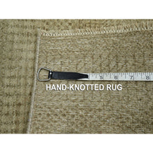 Load image into Gallery viewer, 2&#39;x3&#39; Beige, Wool with touch of Silk, Modern Grass Design, Hand Knotted, Tone on Tone, Lush and Plush, Mat, Sample, Oriental Rug FWR459648
