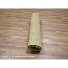 Load image into Gallery viewer, 2&#39;x3&#39; Beige, Wool with touch of Silk, Modern Grass Design, Hand Knotted, Tone on Tone, Lush and Plush, Mat, Sample, Oriental Rug FWR459648
