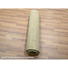 Load image into Gallery viewer, 2&#39;x3&#39; Beige, Tone on Tone, Modern Grass Design, Hand Knotted, Wool with touch of Silk, Lush and Plush, Sample, Mat, Oriental Rug FWR459654