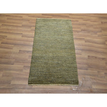 Load image into Gallery viewer, 2&#39;x3&#39; Cedar Brown, Modern Grass Design, Hand Knotted, Wool with touch of Silk, Tone on Tone, Lush and Plush, Sample, Mat, Oriental Rug FWR459660