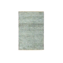 Load image into Gallery viewer, 2&#39;x3&#39; Cloud Gray, Modern Grass Design, Hand Knotted, Wool with touch of Silk, Tone on Tone, Lush and Plush, Sample, Mat, Oriental Rug FWR459666