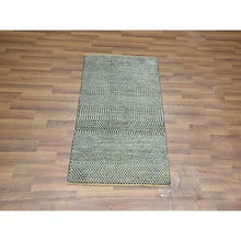 Load image into Gallery viewer, 2&#39;x3&#39; Cloud Gray, Modern Grass Design, Hand Knotted, Wool With Touch Of Silk, Tone On Tone, Lush And Plush, Sample, Mat, Oriental Rug FWR459666