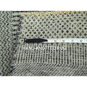 2'x3' Cloud Gray, Modern Grass Design, Hand Knotted, Wool with touch of Silk, Tone on Tone, Lush and Plush, Sample, Mat, Oriental Rug FWR459666