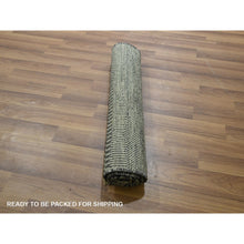 Load image into Gallery viewer, 2&#39;x3&#39; Cloud Gray, Modern Grass Design, Hand Knotted, Wool With Touch Of Silk, Tone On Tone, Lush And Plush, Sample, Mat, Oriental Rug FWR459666