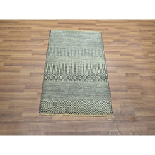 Load image into Gallery viewer, 2&#39;x3&#39; Medium Gray, Wool With Touch Of Silk, Modern Grass Design, Hand Knotted, Tone On Tone, Lush And Plush, Sample, Mat, Oriental Rug FWR459672