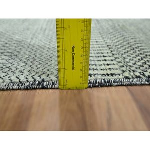 2'x3' Medium Gray, Wool with touch of Silk, Modern Grass Design, Hand Knotted, Tone on Tone, Lush and Plush, Sample, Mat, Oriental Rug FWR459672