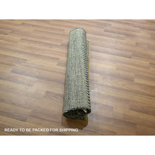 Load image into Gallery viewer, 2&#39;x3&#39; Medium Gray, Wool With Touch Of Silk, Modern Grass Design, Hand Knotted, Tone On Tone, Lush And Plush, Sample, Mat, Oriental Rug FWR459672