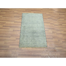 Load image into Gallery viewer, 2&#39;x3&#39; Pastel Gray, Tone on Tone, Modern Grass Design, Hand Knotted, Wool with touch of Silk, Lush and Plush, Mat, Sample, Oriental Rug FWR459678