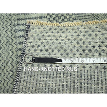 Load image into Gallery viewer, 2&#39;x3&#39; Pastel Gray, Tone on Tone, Modern Grass Design, Hand Knotted, Wool with touch of Silk, Lush and Plush, Mat, Sample, Oriental Rug FWR459678