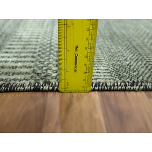 2'x3' Spanish Gray, Modern Grass Design, Hand Knotted, Wool with touch of Silk, Tone on Tone, Lush and Plush, Sample, Mat, Oriental Rug FWR459684