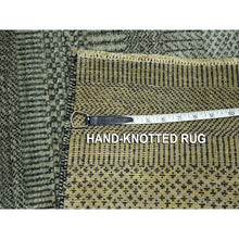 Load image into Gallery viewer, 2&#39;x3&#39; Spanish Gray, Modern Grass Design, Hand Knotted, Wool with touch of Silk, Tone on Tone, Lush and Plush, Sample, Mat, Oriental Rug FWR459684