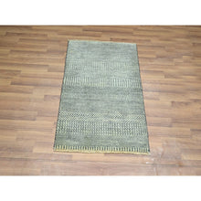 Load image into Gallery viewer, 2&#39;x3&#39; Cloud Gray, Modern Grass Design, Hand Knotted, Wool With Touch Of Silk, Tone On Tone, Lush And Plush, Mat, Sample, Oriental Rug FWR459690